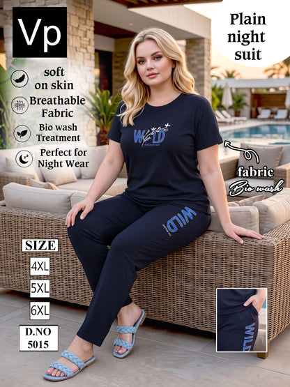 Plain Plus Size 5015 Vp Biowash Pyjama Night Suits Supplier