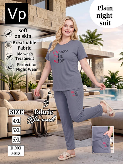 Plain Plus Size 5015 Vp Biowash Pyjama Night Suits Supplier