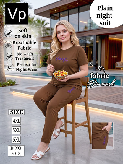 Plain Plus Size 5015 Vp Biowash Pyjama Night Suits Supplier