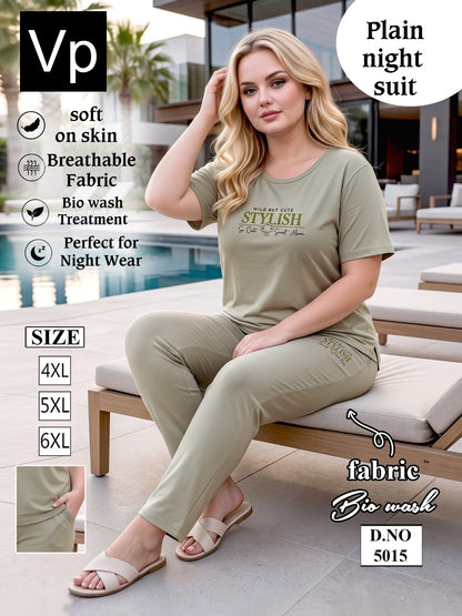 Plain Plus Size 5015 Vp Biowash Pyjama Night Suits Supplier