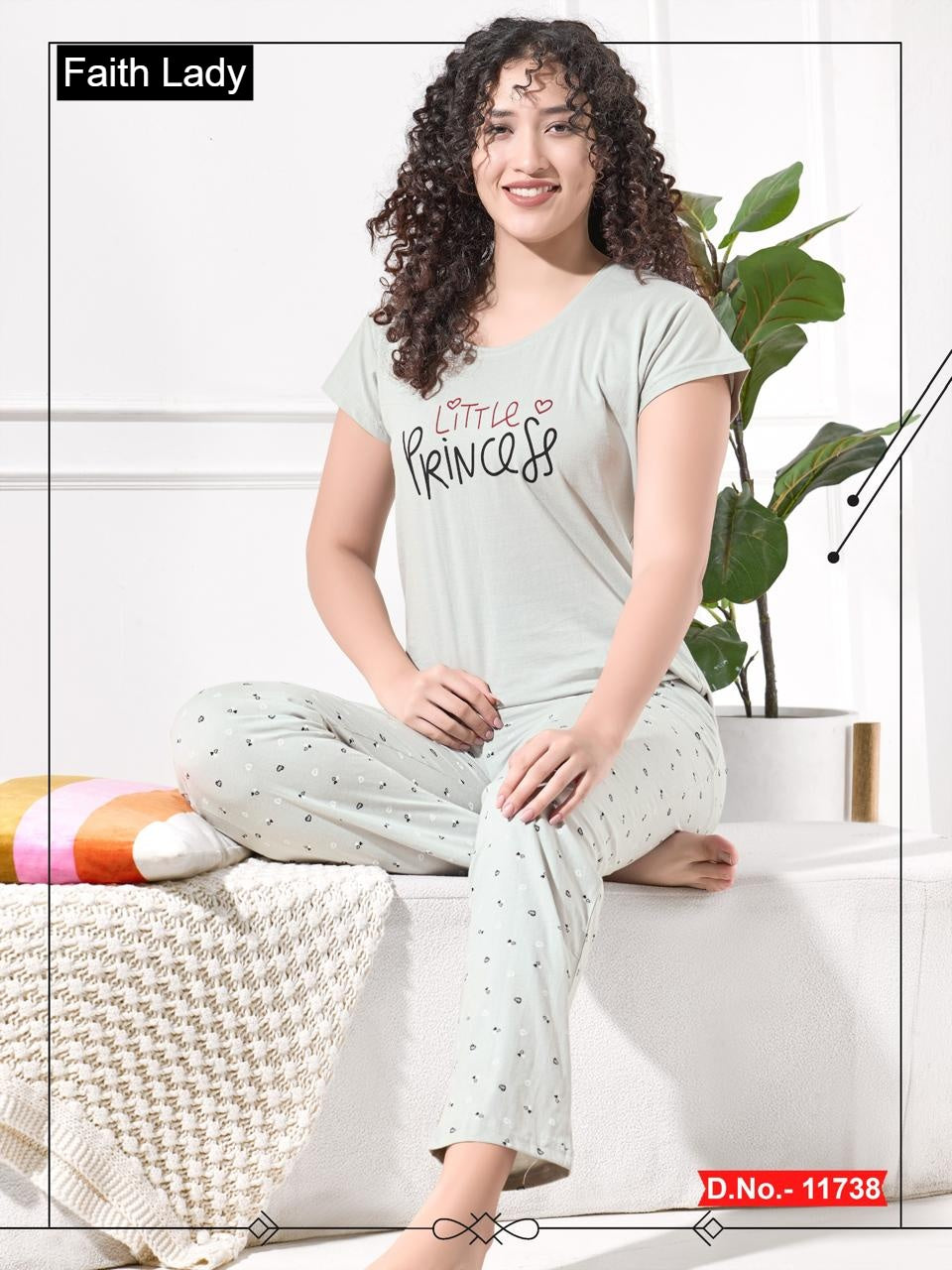 Plain Print 1511 Faith Lady Hosiery Cotton Pyjama Night Suits Wholesaler Ahmedabad