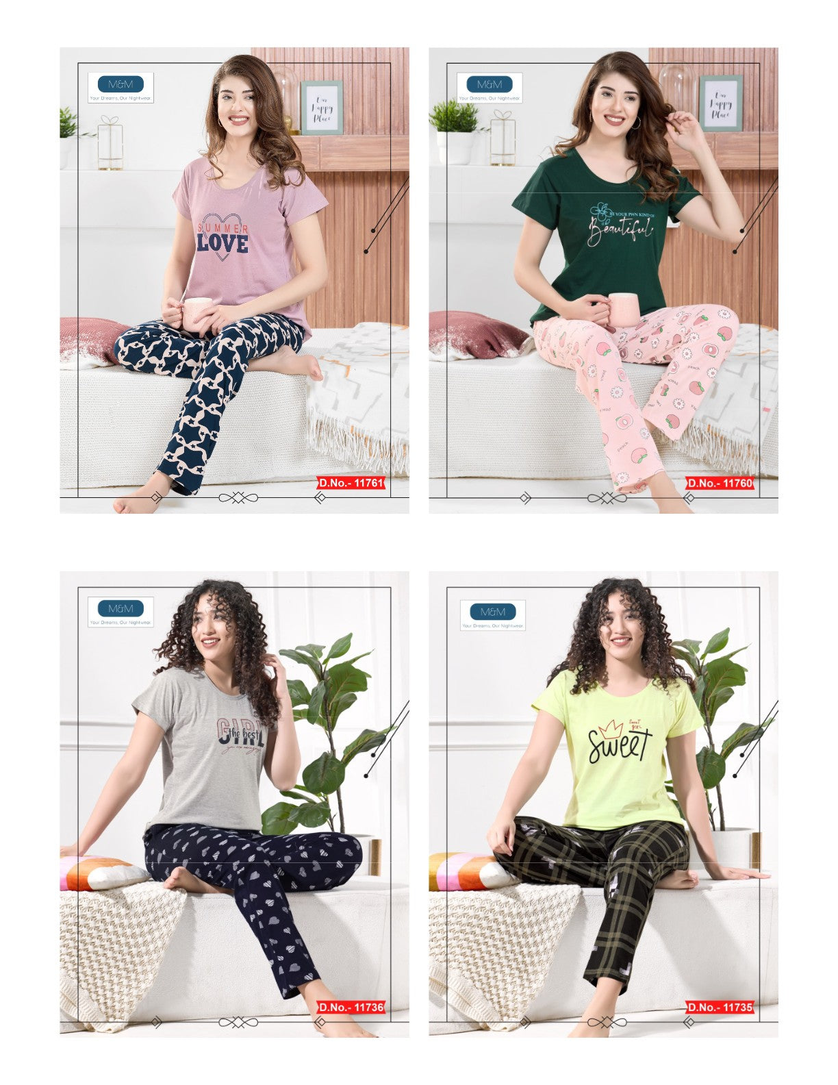 Plain Print 261125 Faith Lady Hosiery Pyjama Night Suits Wholesale Price