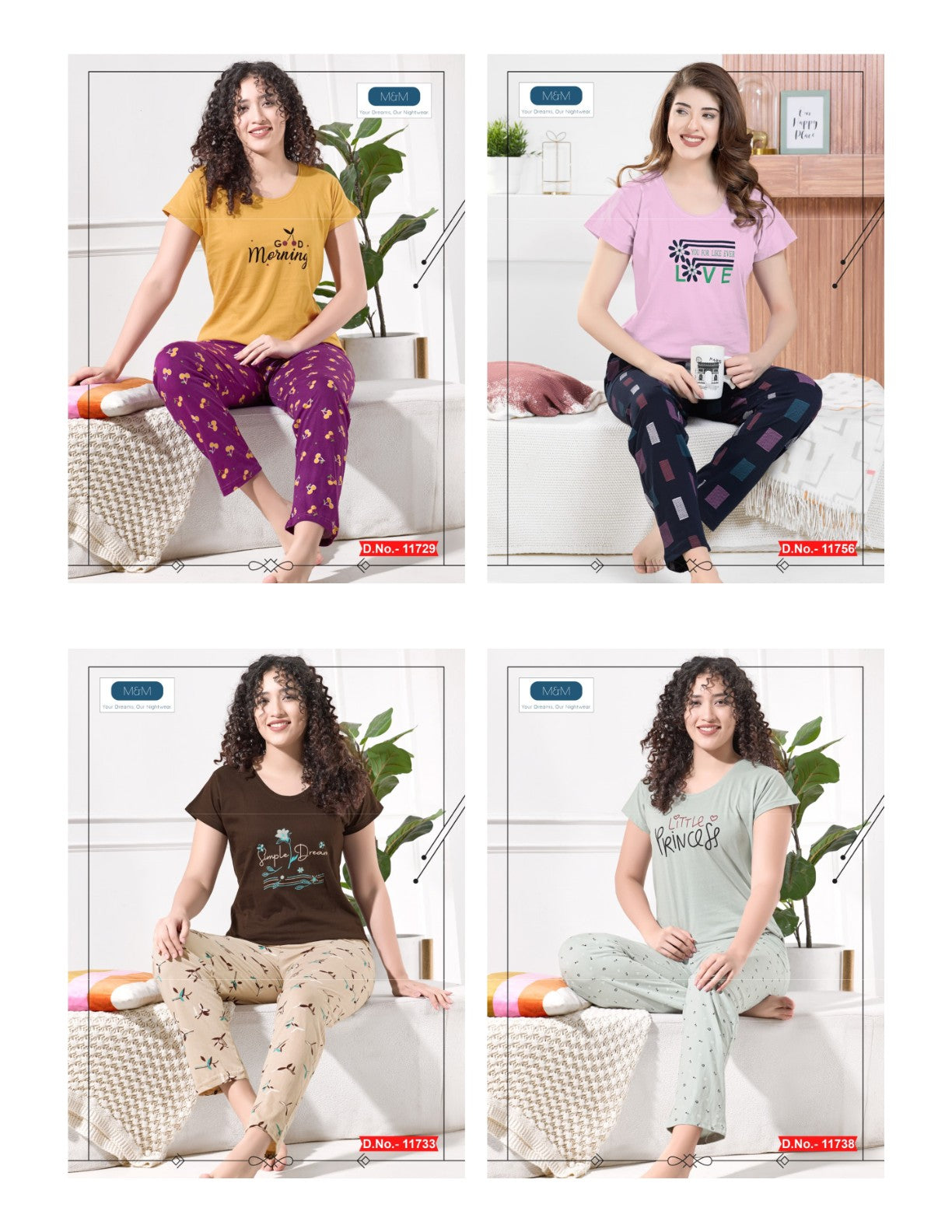 Plain Print 261125 Faith Lady Hosiery Pyjama Night Suits Wholesale Price