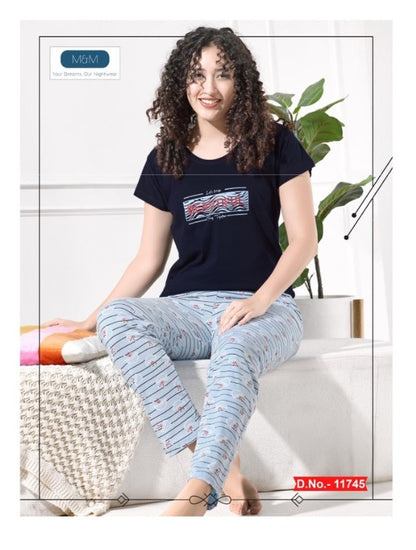 Plain Print 261125 Faith Lady Hosiery Pyjama Night Suits Wholesale Price