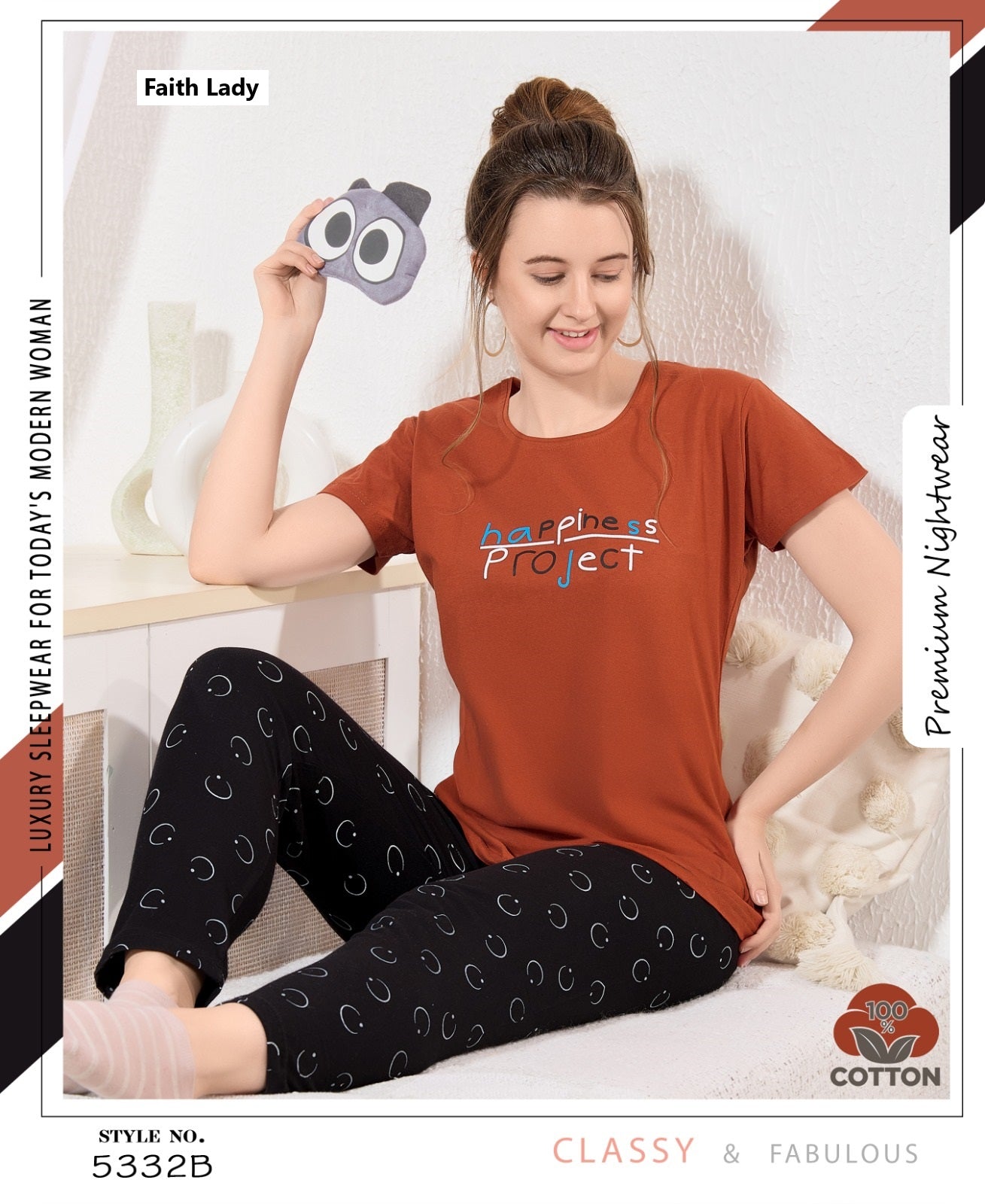 Plain Print 2611 Faith Lady Hosiery Pyjama Night Suits Wholesale Rate