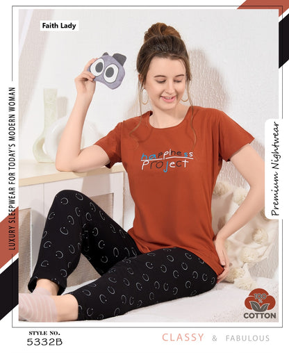 Plain Print 2611 Faith Lady Hosiery Pyjama Night Suits Wholesale Rate