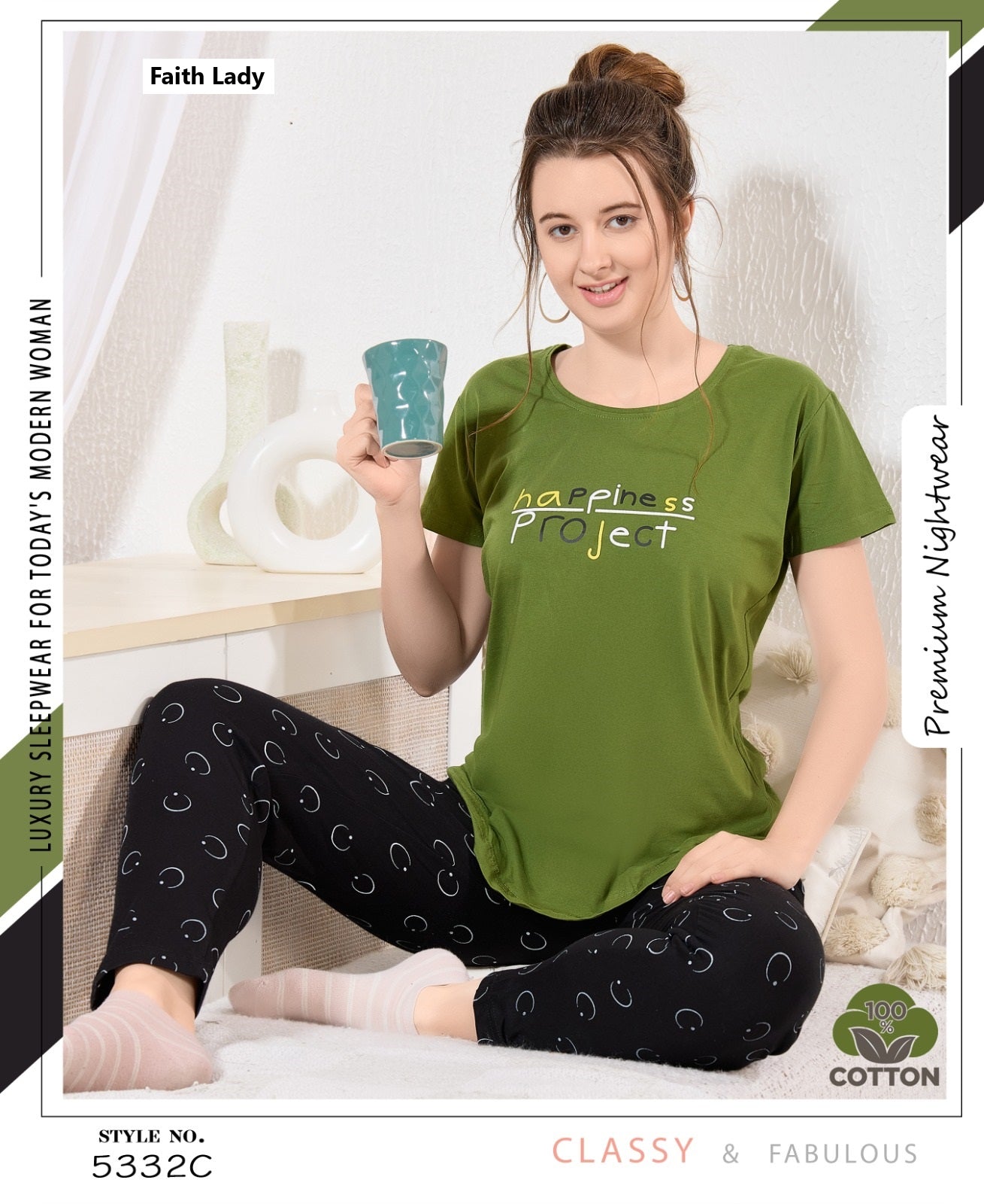 Plain Print 2611 Faith Lady Hosiery Pyjama Night Suits Wholesale Rate