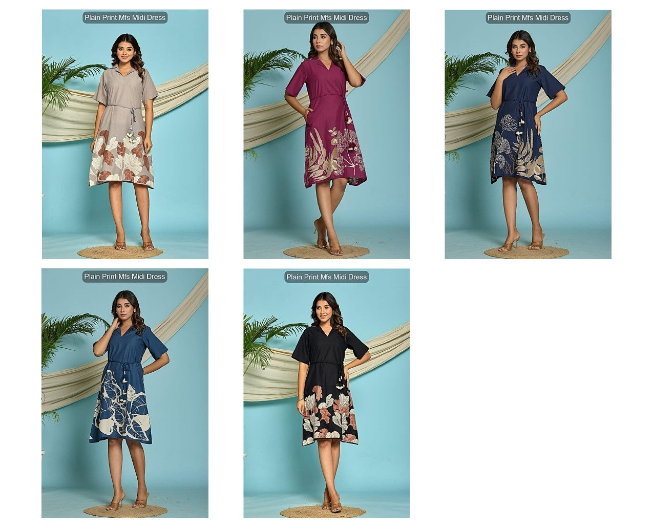Plain Print Mfs Cotton Midi Dress Supplier Gujarat