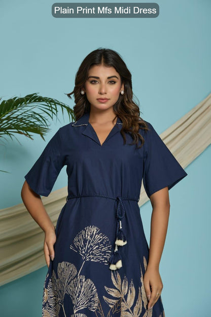 Plain Print Mfs Cotton Midi Dress Supplier Gujarat
