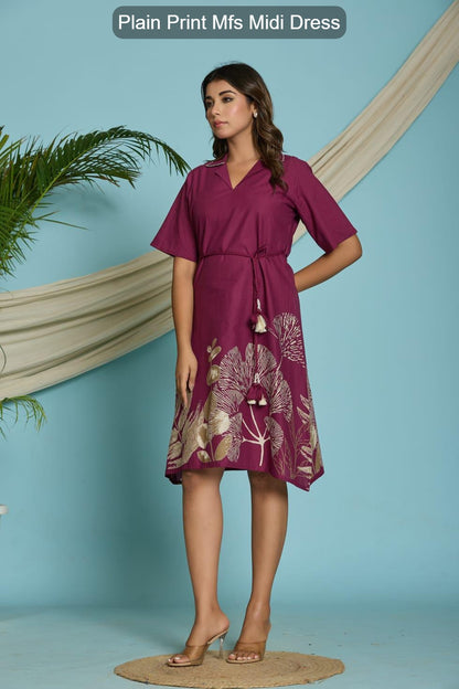 Plain Print Mfs Cotton Midi Dress Supplier Gujarat