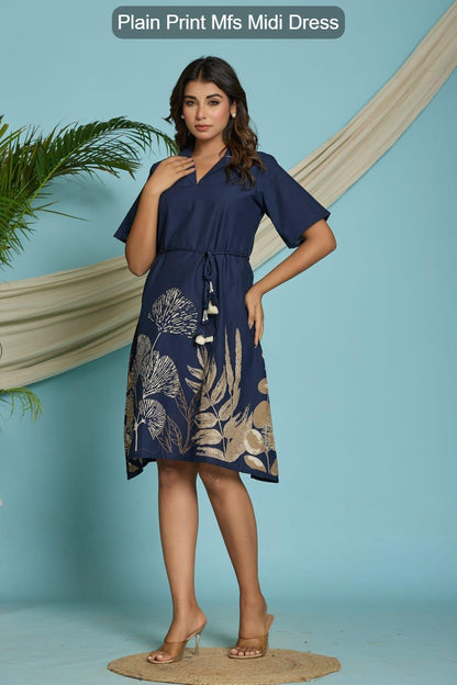 Plain Print Mfs Cotton Midi Dress Supplier Gujarat