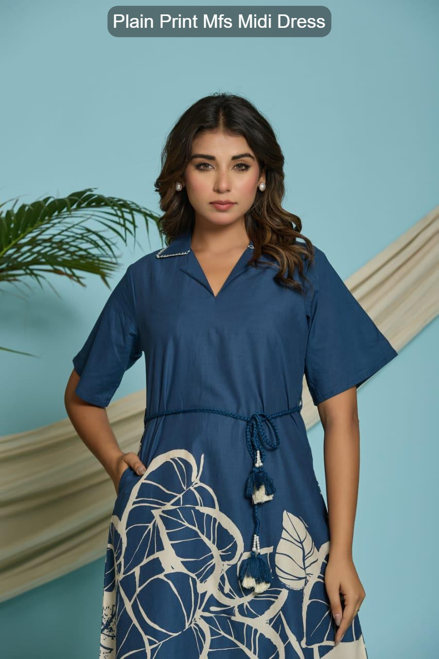 Plain Print Mfs Cotton Midi Dress Supplier Gujarat
