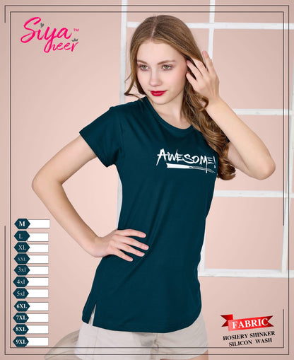Plain Siya Heer Amiti Hosiery Sinker Women Tshirt Exporter Ahmedabad