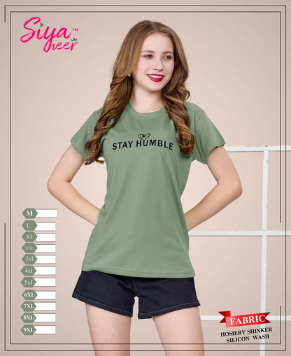 Plain Siya Heer Amiti Hosiery Sinker Women Tshirt Exporter Ahmedabad