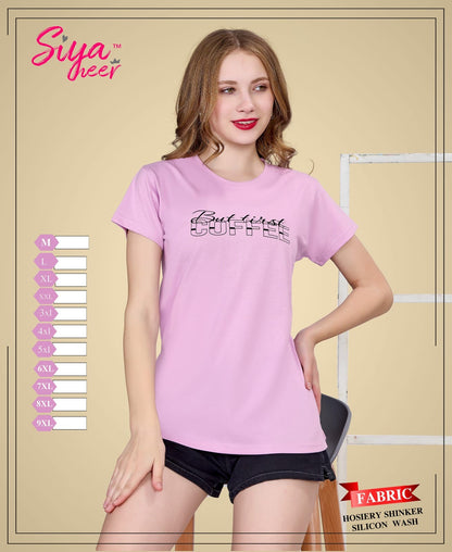 Plain Siya Heer Amiti Hosiery Sinker Women Tshirt Exporter Ahmedabad