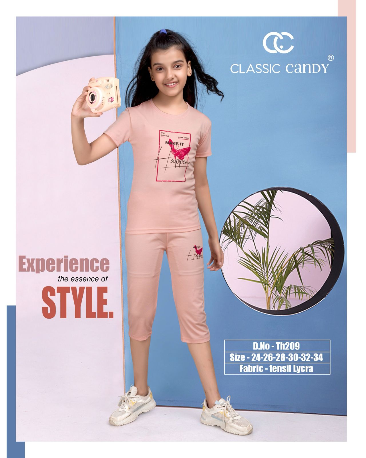Plain Th209 Classic Candy Tencil Lycra Girls Capri Night Suits Exporter India