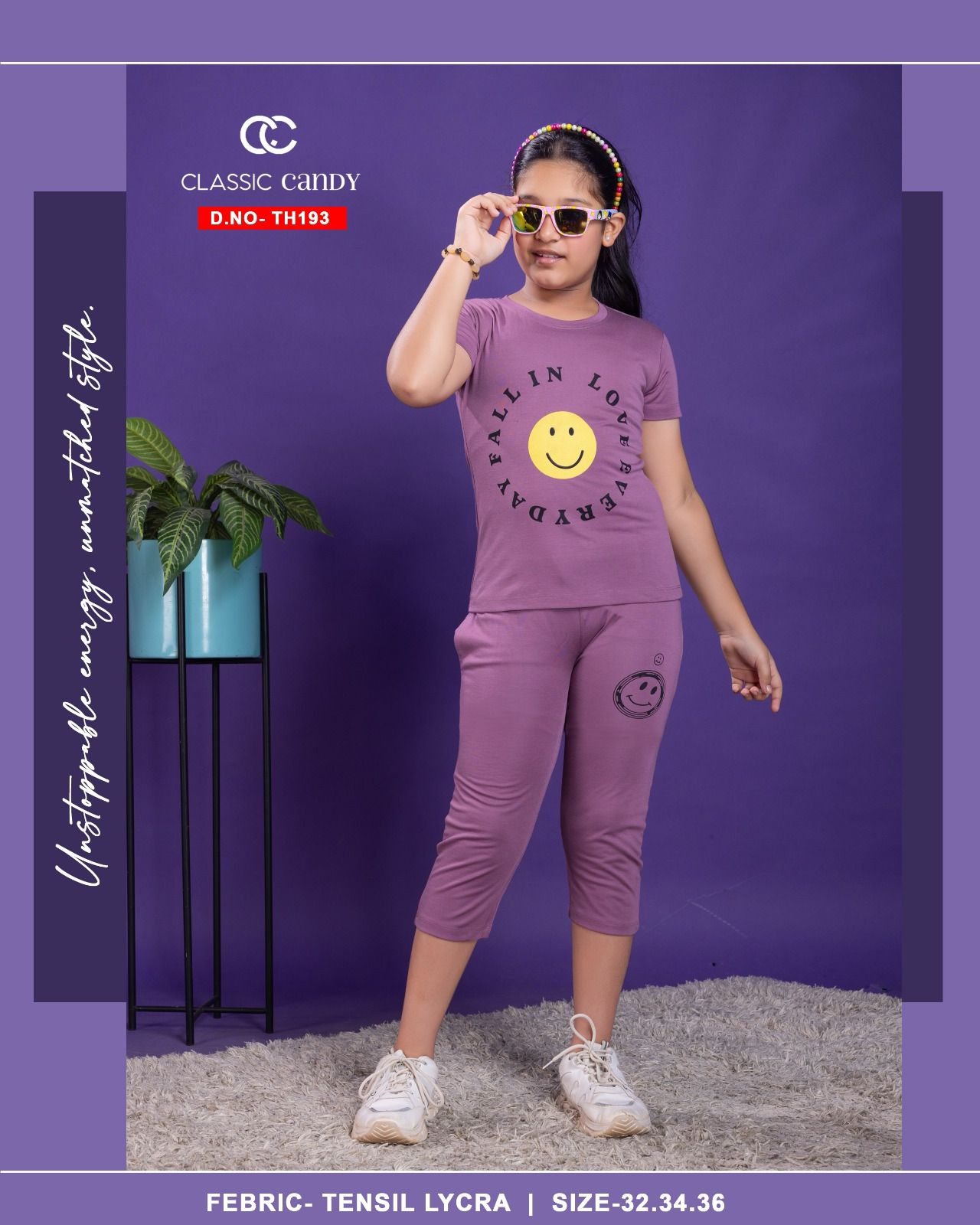 Plain Th 193 Classic Candy Tencil Lycra Girls Capri Night Suits Wholesale Price