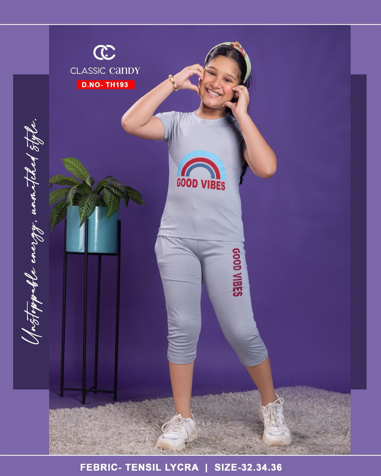 Plain Th 193 Classic Candy Tencil Lycra Girls Capri Night Suits Wholesale Price