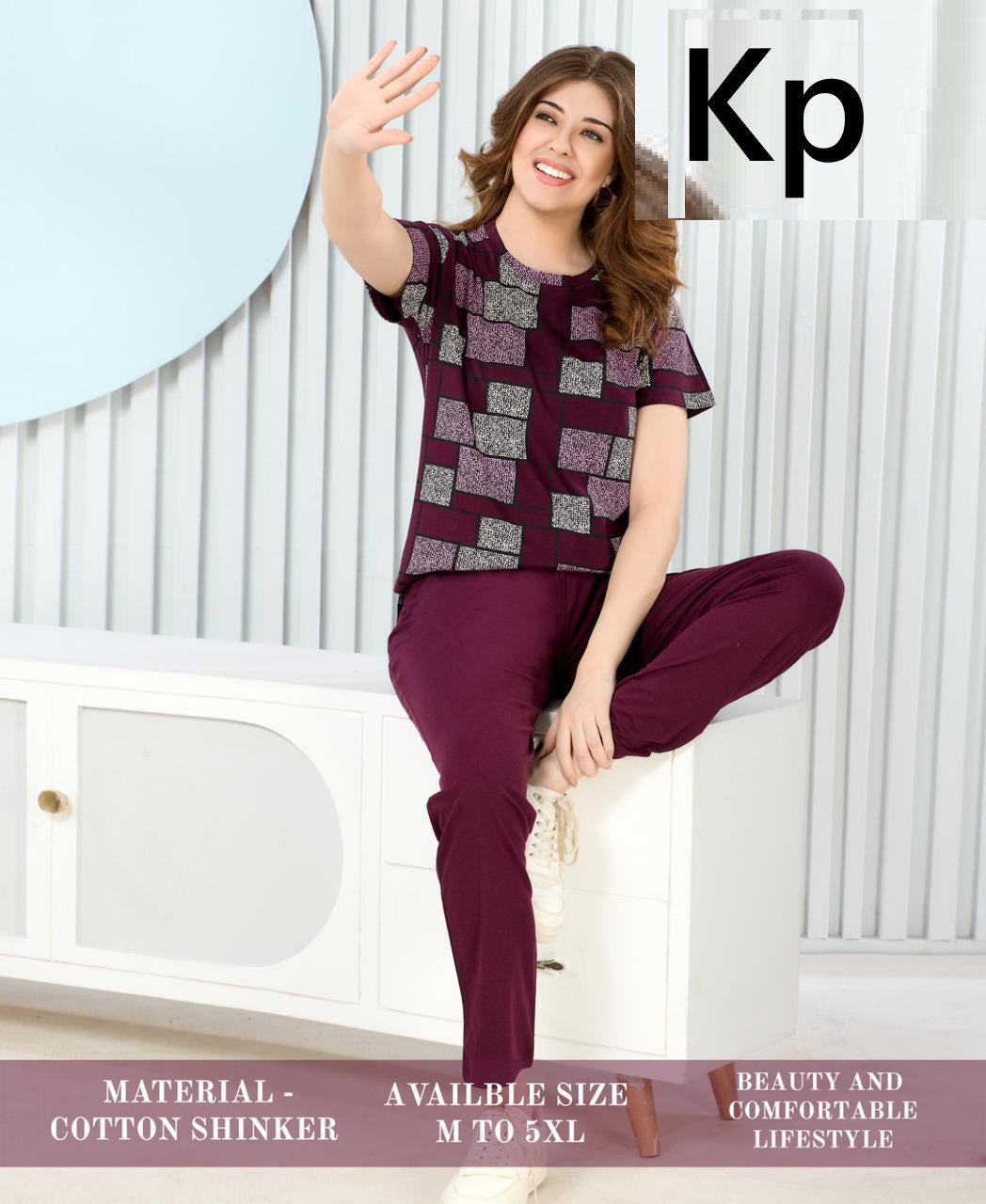 Plain To Print 2105 Kp Cotton Pyjama Night Suits Wholesale Price