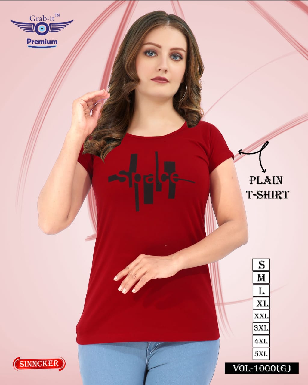 Plain Vol 1000 G Grab It Sinker Women Tshirt Manufacturer India