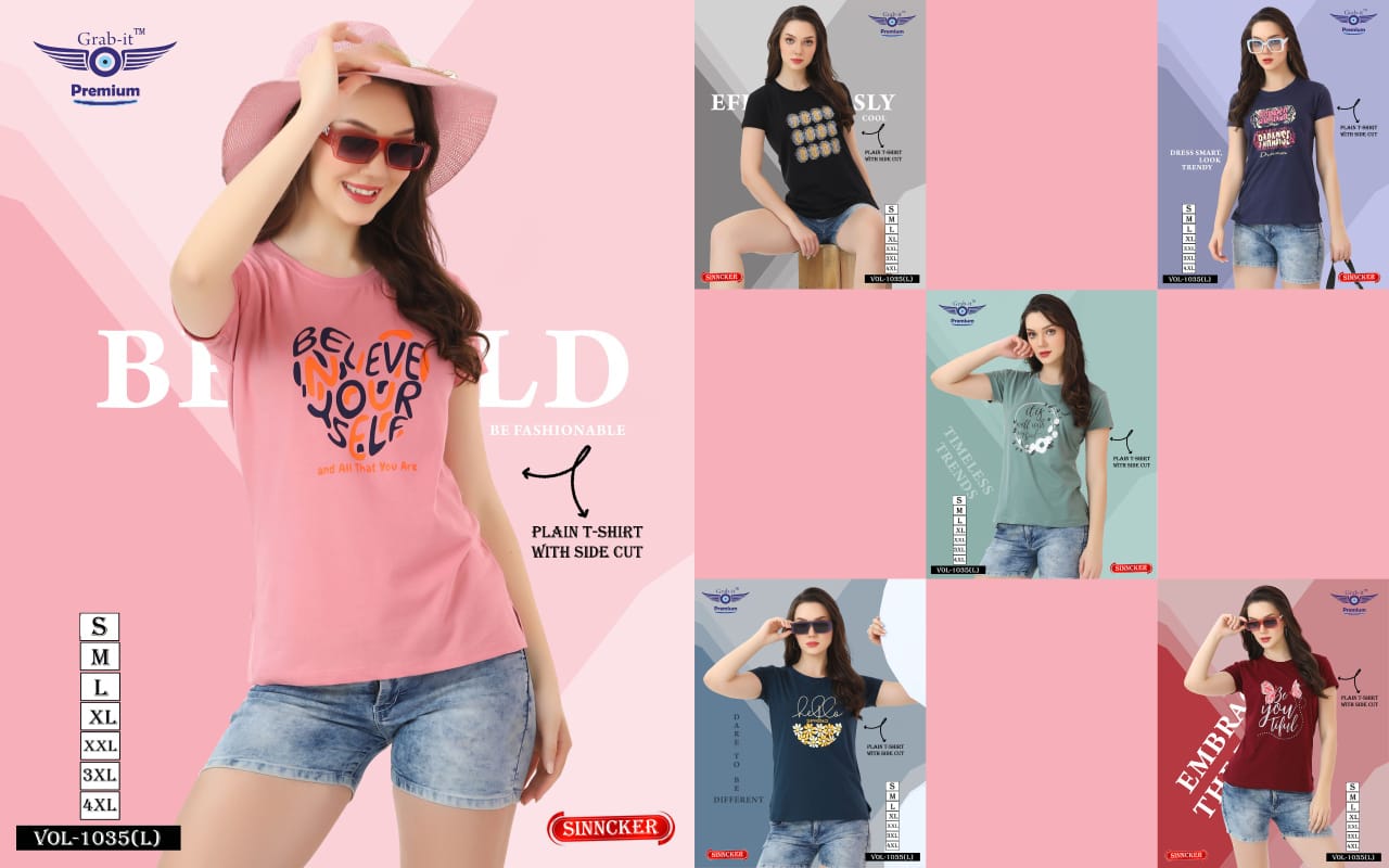 Plain Vol 1035 L Grab It Sinker Women Tshirt Wholesaler
