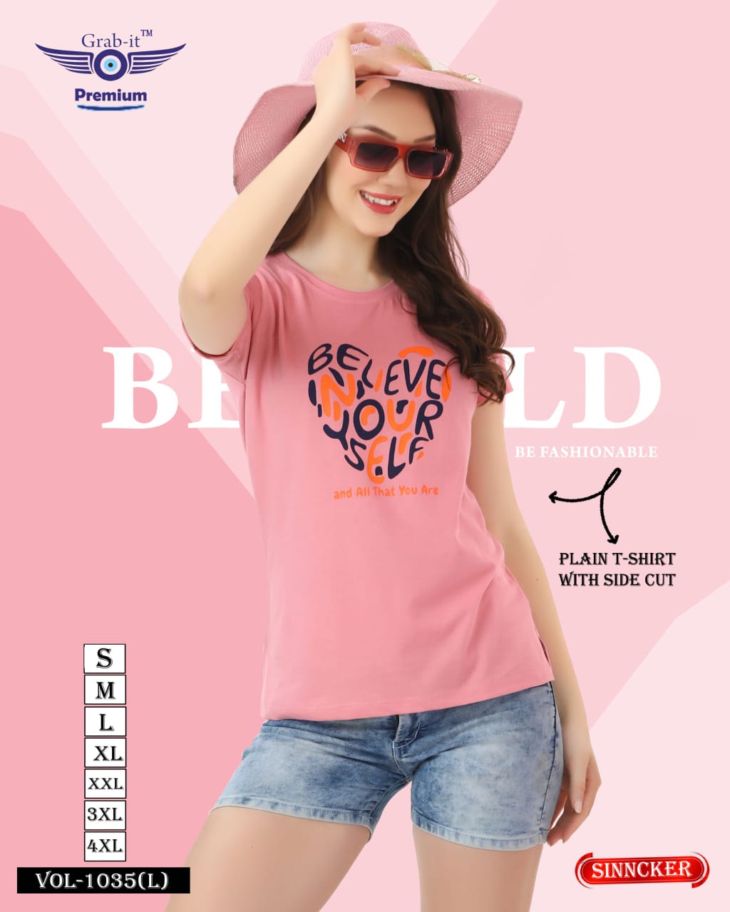 Plain Vol 1035 L Grab It Sinker Women Tshirt Wholesaler