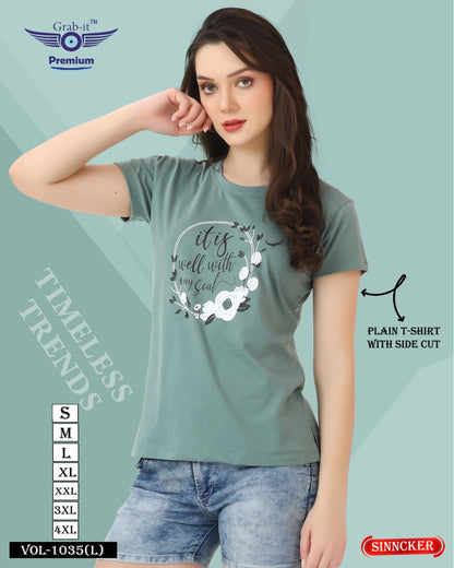 Plain Vol 1035 L Grab It Sinker Women Tshirt Wholesaler