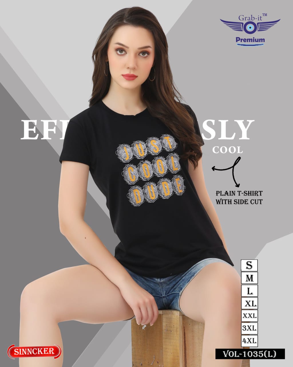 Plain Vol 1035 L Grab It Sinker Women Tshirt Wholesaler