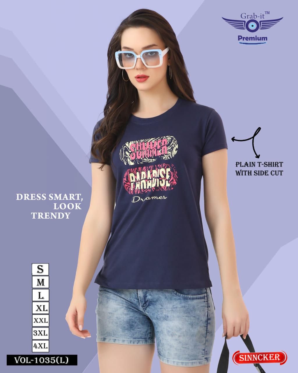 Plain Vol 1035 L Grab It Sinker Women Tshirt Wholesaler