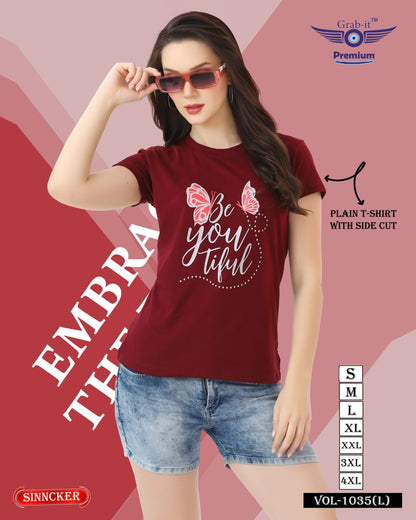 Plain Vol 1035 L Grab It Sinker Women Tshirt Wholesaler