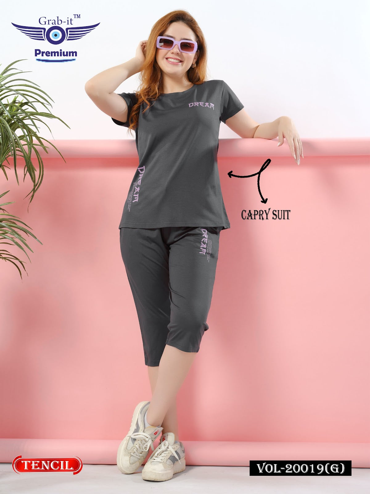 Plain Vol 20019 G Grab It Tencil Capri Night Suits Wholesaler