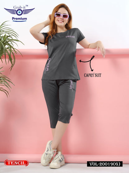 Plain Vol 20019 G Grab It Tencil Capri Night Suits Wholesaler
