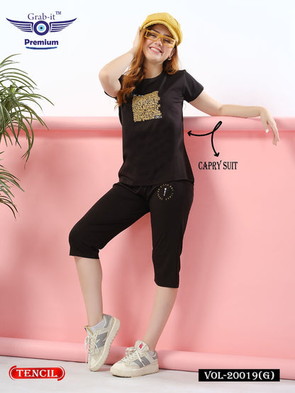 Plain Vol 20019 G Grab It Tencil Capri Night Suits Wholesaler