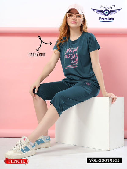 Plain Vol 20019 G Grab It Tencil Capri Night Suits Wholesaler