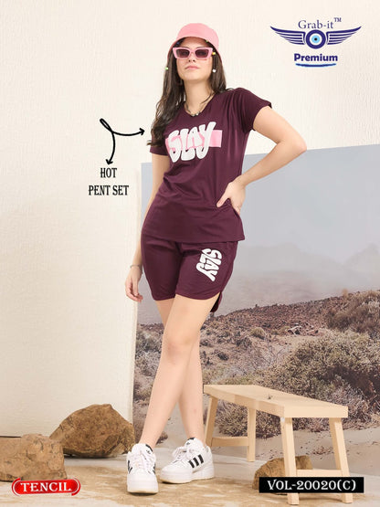 Plain Vol 20020 C Grab It Imported Shorts Night Suits Wholesaler India