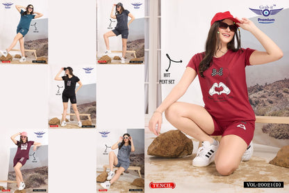 Plain Vol 20021 D Grab It Tencil Shorts Night Suits Wholesale Price