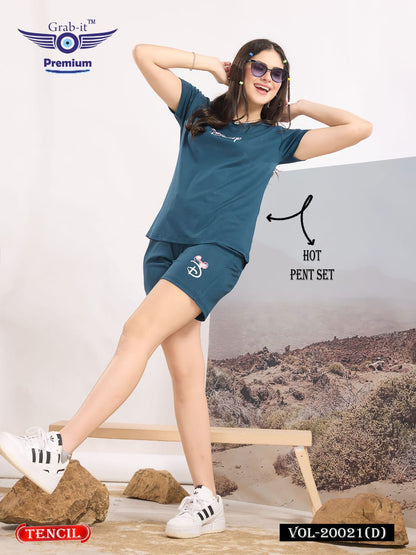 Plain Vol 20021 D Grab It Tencil Shorts Night Suits Wholesale Price