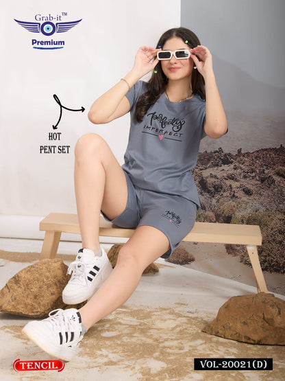 Plain Vol 20021 D Grab It Tencil Shorts Night Suits Wholesale Price