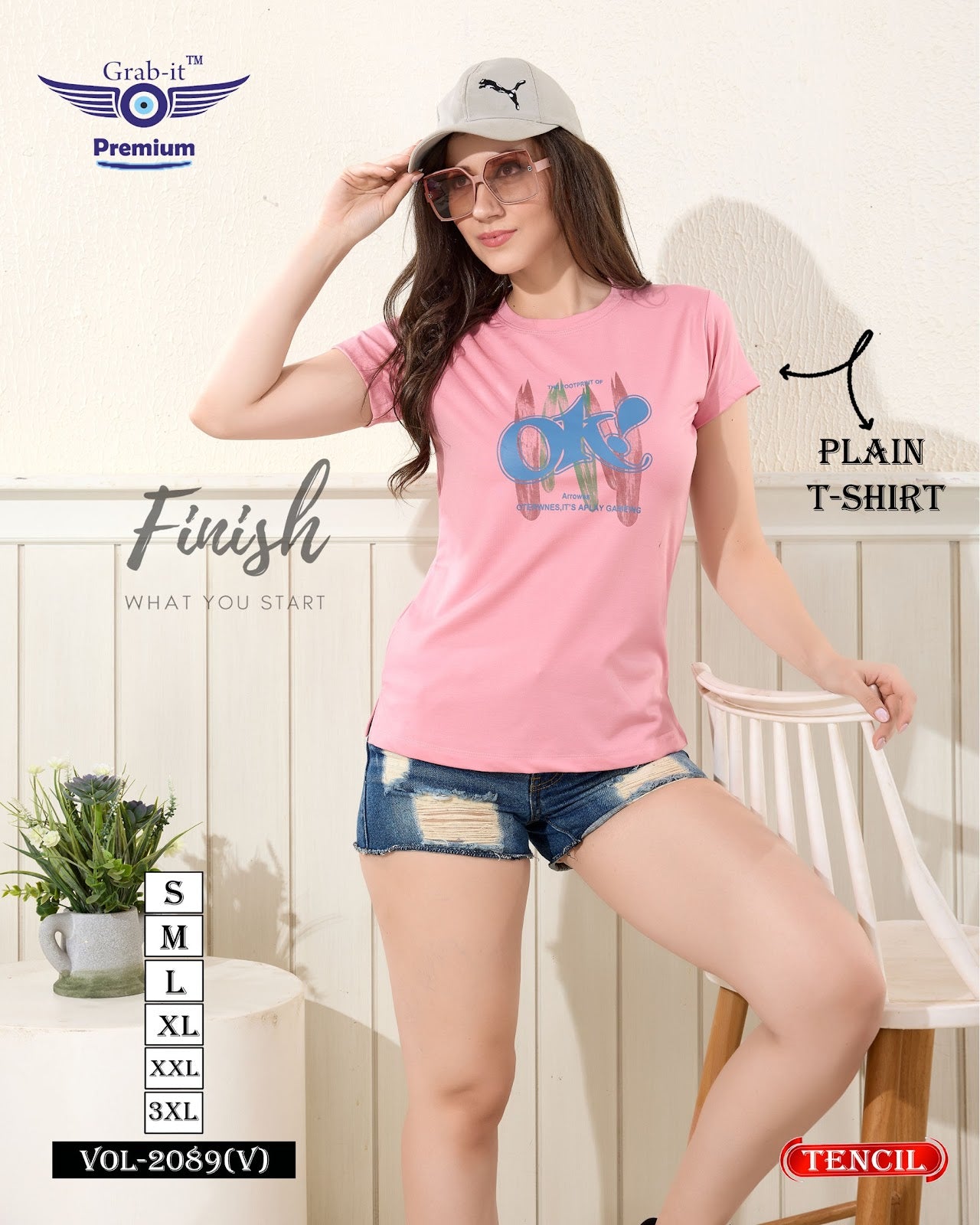 Plain Vol 2089 V Grab It Tencil Women Tshirt Manufacturer Ahmedabad