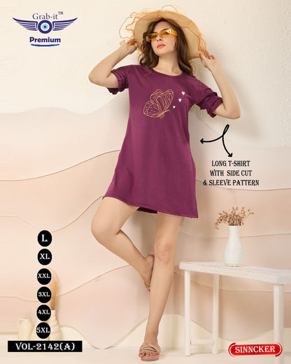Plain Vol 2142 A Grab It Sinker Women Long Tshirt Exporter