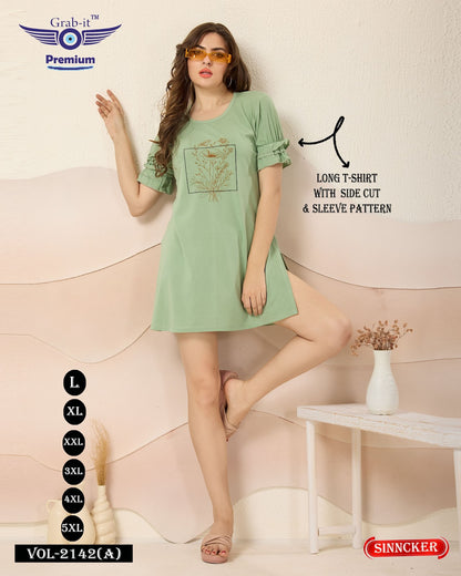 Plain Vol 2142 A Grab It Sinker Women Long Tshirt Exporter