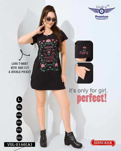 प्लेन वॉल्यूम 2146 ए ग्रैब इट सिंकर महिला लॉन्ग टीशर्ट निर्माता अहमदाबाद