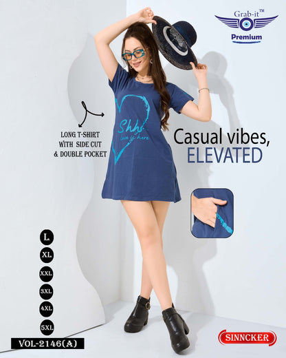 प्लेन वॉल्यूम 2146 ए ग्रैब इट सिंकर महिला लॉन्ग टीशर्ट निर्माता अहमदाबाद