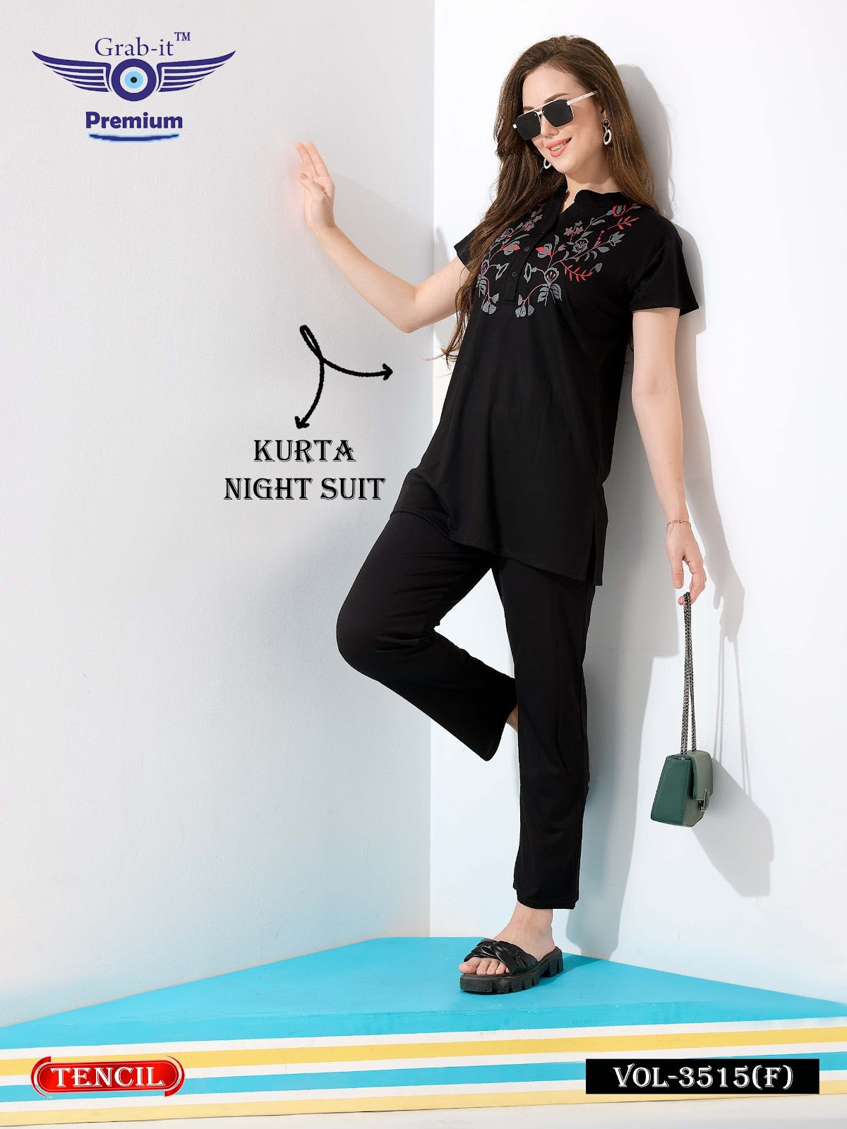 Plain Vol 3515 F Grab It Tencil Kurta Night Suits Exporter Ahmedabad