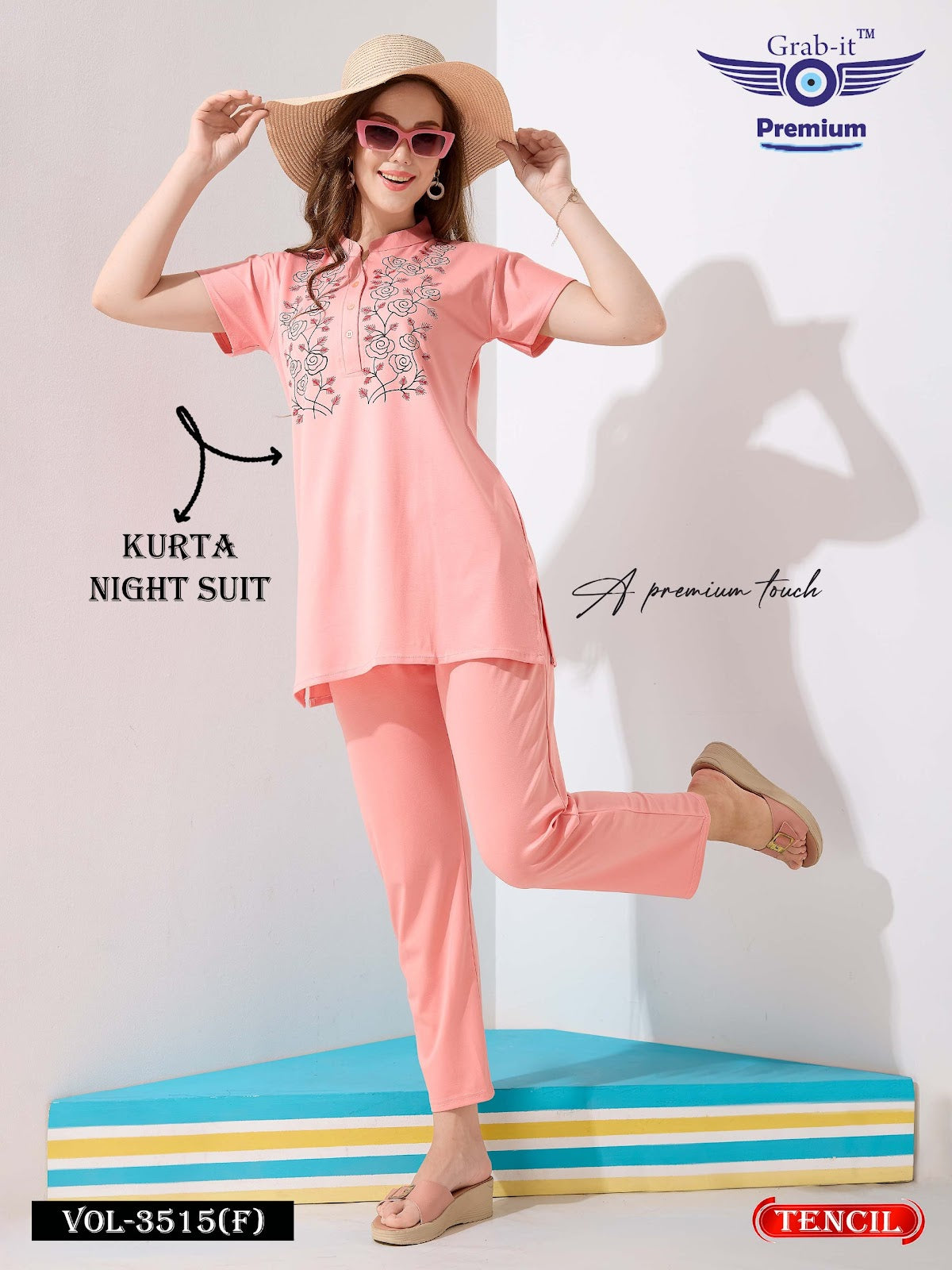 Plain Vol 3515 F Grab It Tencil Kurta Night Suits Exporter Ahmedabad