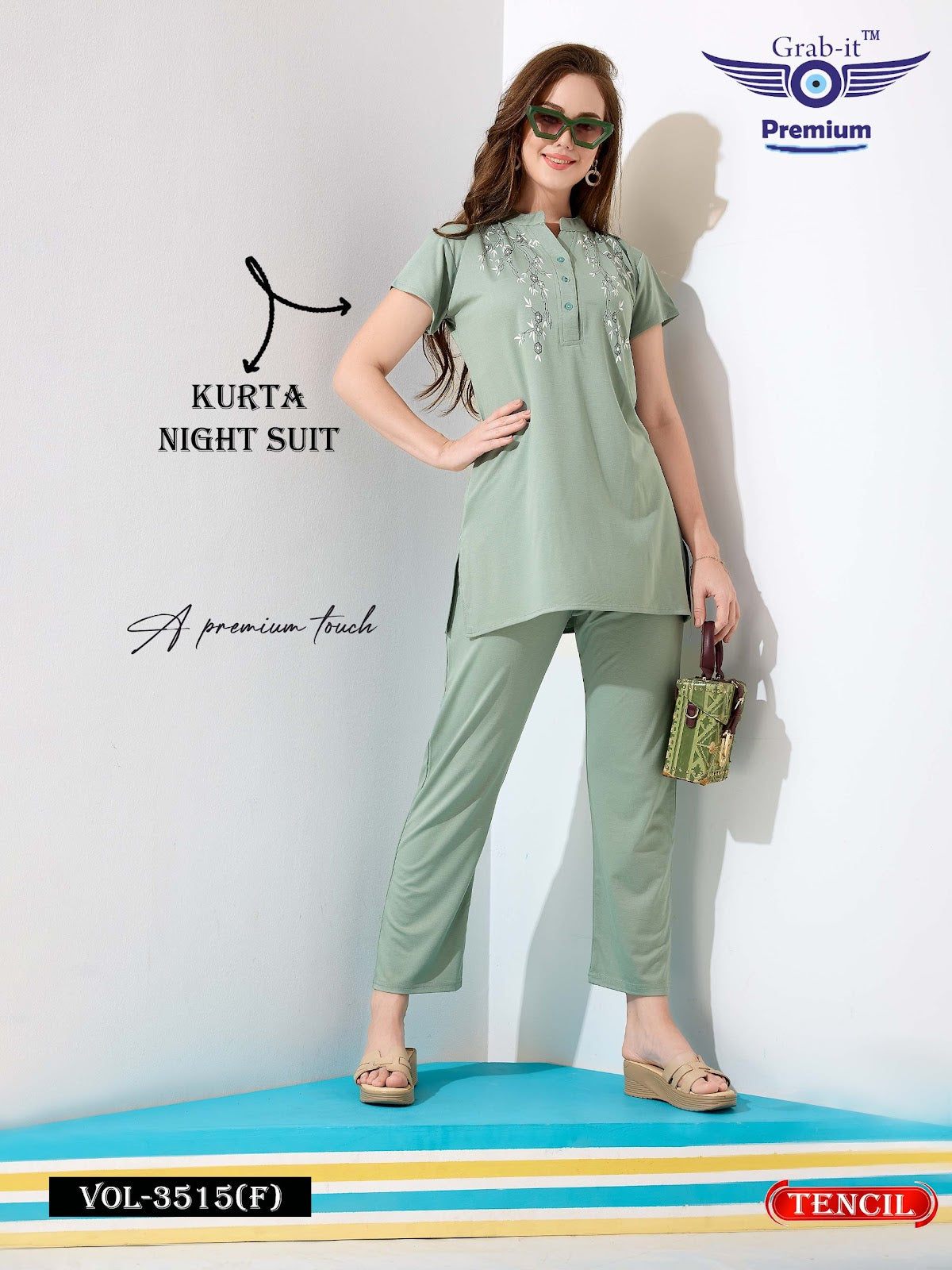 Plain Vol 3515 F Grab It Tencil Kurta Night Suits Exporter Ahmedabad
