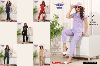 Plain Vol 3515 G Grab It Tencil Kurta Night Suits Manufacturer