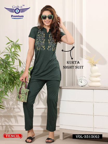 Plain Vol 3515 G Grab It Tencil Kurta Night Suits Manufacturer