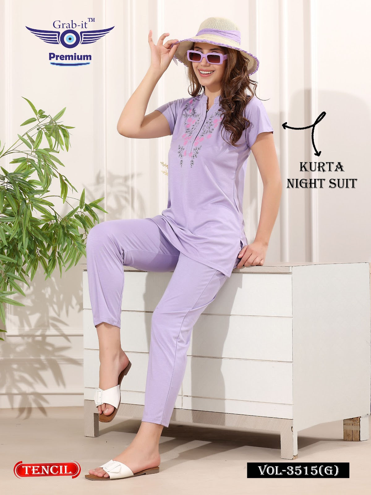 Plain Vol 3515 G Grab It Tencil Kurta Night Suits Manufacturer