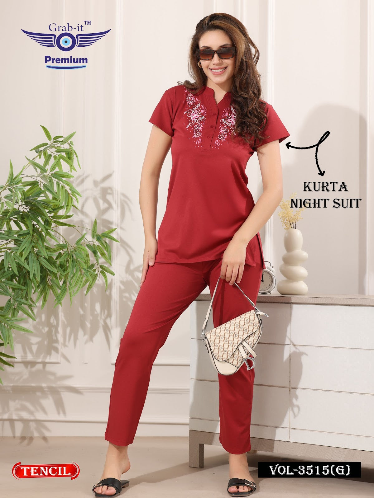 Plain Vol 3515 G Grab It Tencil Kurta Night Suits Manufacturer